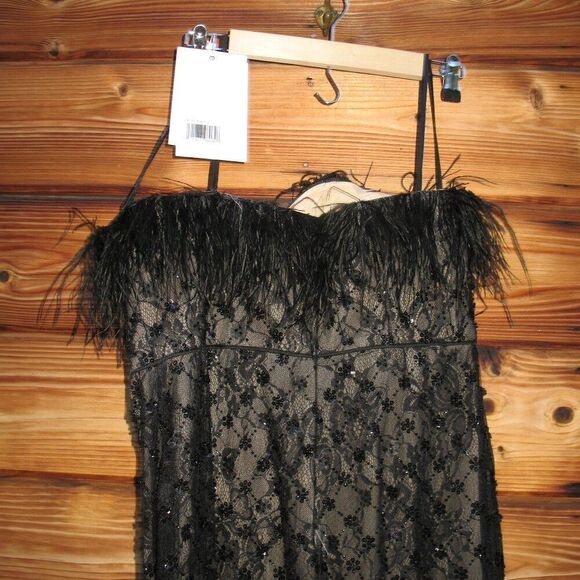 Mac Duggal 68140 Womens Black Embellished Feather Strapless Column Dress - Picture 10 of 14